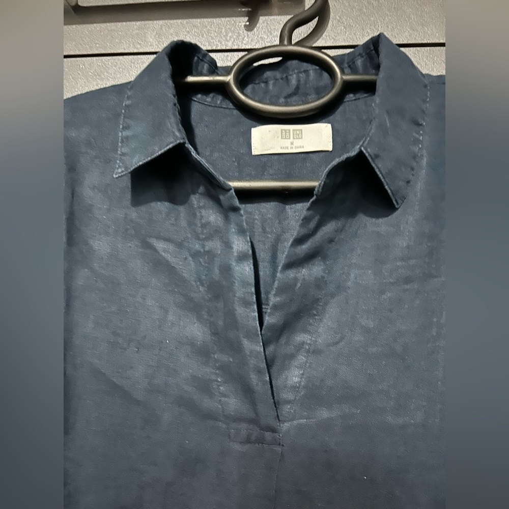 Uniqlo skipper linen blouse. Size M. Used gently - Picture 3 of 7